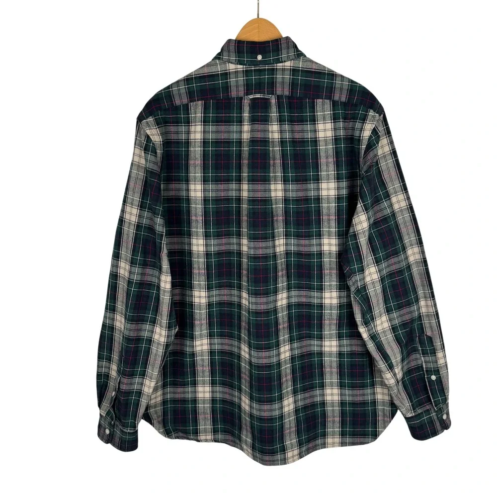 Polo Ralph Lauren Mens XL Classic Fit Plaid Flannel Button Down Shirt Green Navy